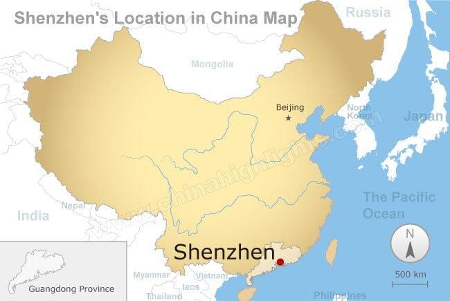 深圳位置在中国的地图