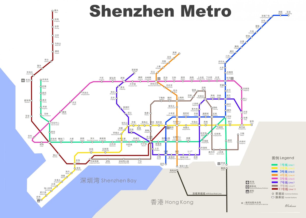 深圳的地铁路线图2016