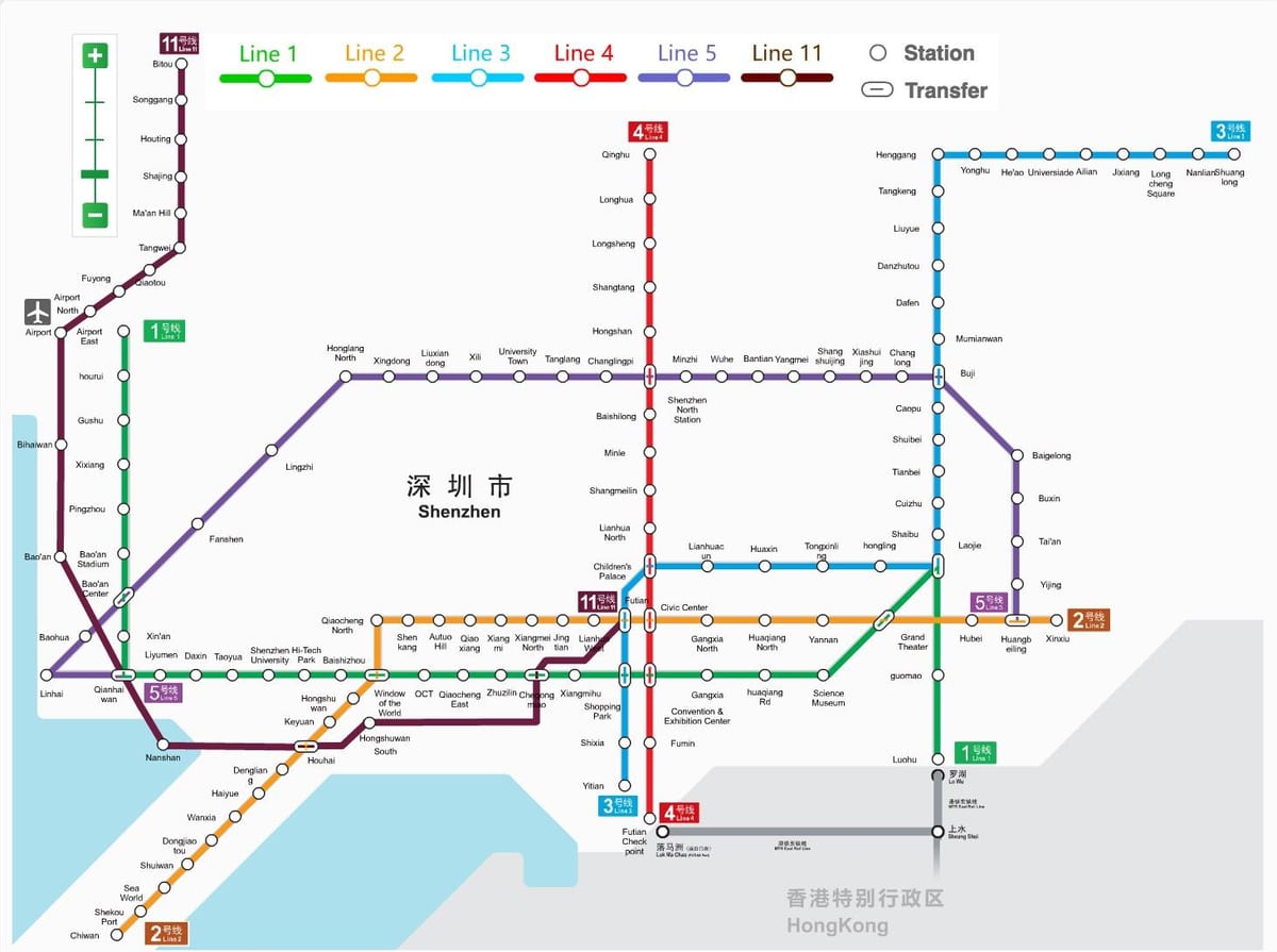 深圳市地铁线图2016