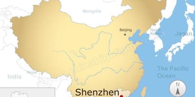 深圳位置在中国的地图