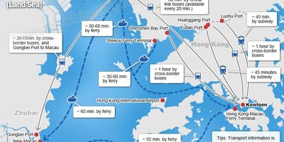 地图上的珠海渡轮码头